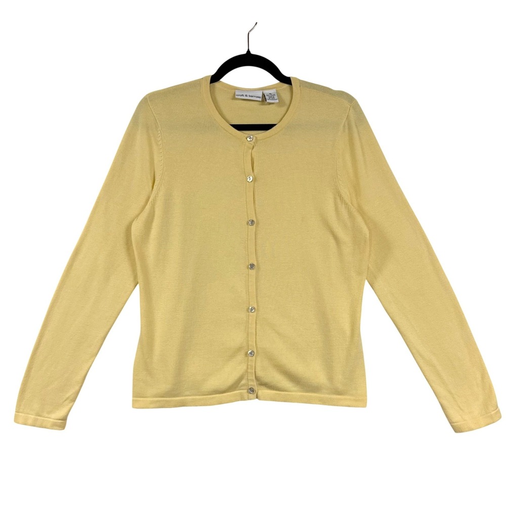 Croft & Barrow XL Butter Yellow Button Front Cardigan Sweater Knit Pastel Granny